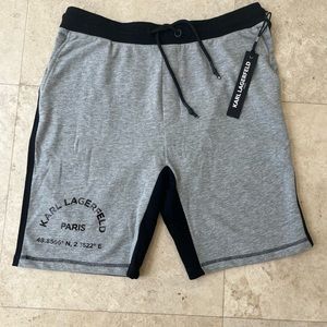 Karl Lagerfield Paris large black and gray shorts NWT